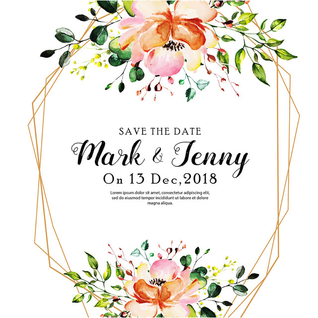 beautiful watercolor floral wedding invitation card 3603961