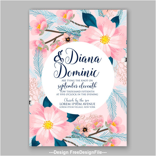 610059 watercolor floral wedding invitation template vector 02
