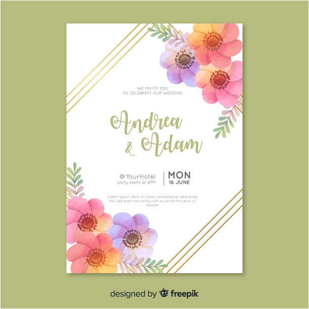 watercolor floral wedding invitation template 5629139