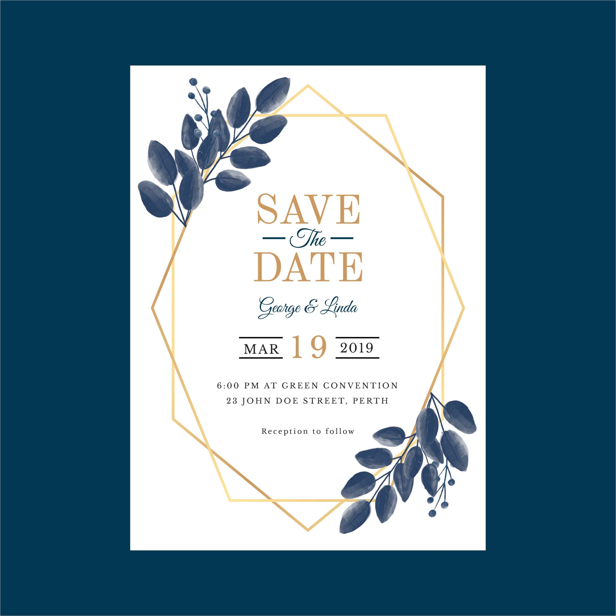 268752 geometric watercolor wedding invitation template vector
