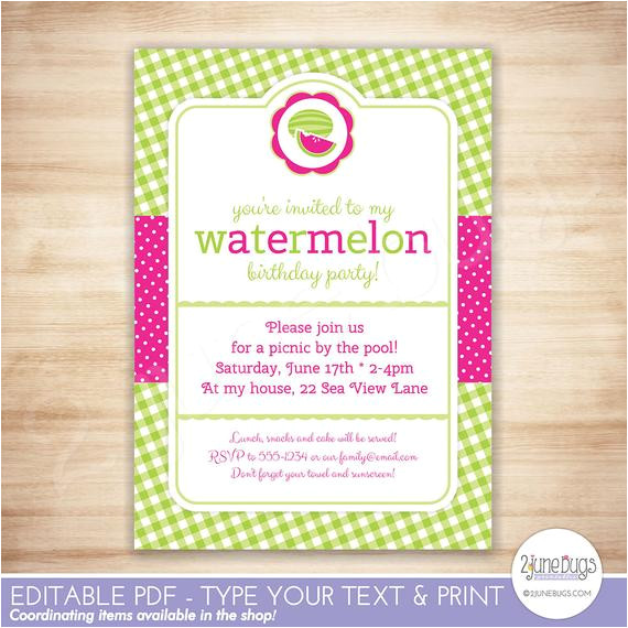 watermelon party invitation template
