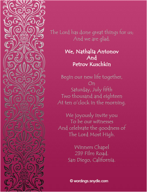 christian wedding invitation wording