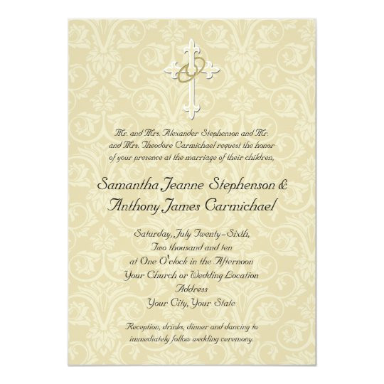 golden rings cross christian wedding invitations 161200079780033721