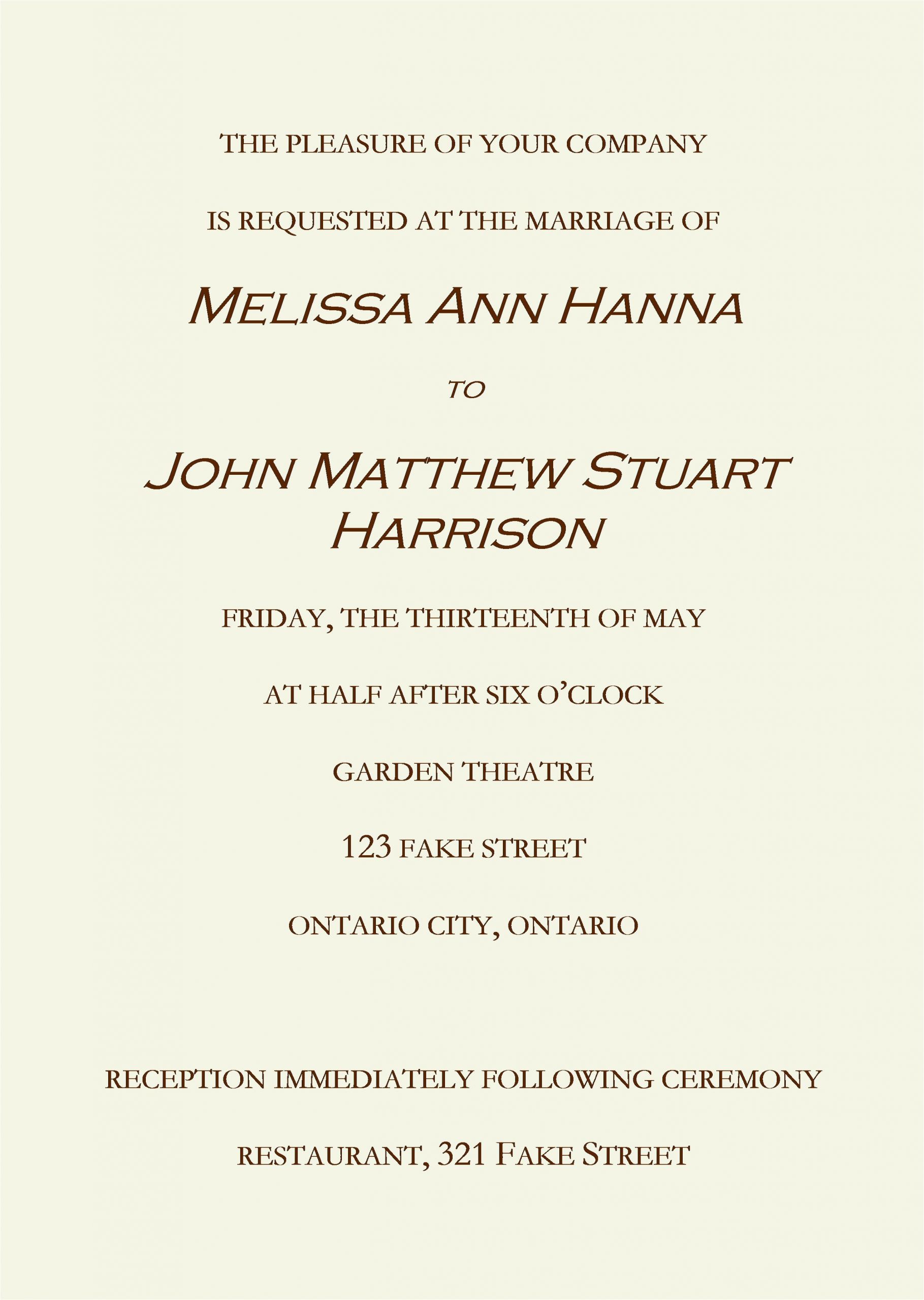 wedding party invitation example