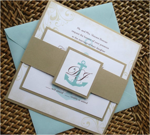 anchor wedding invitation set nautical