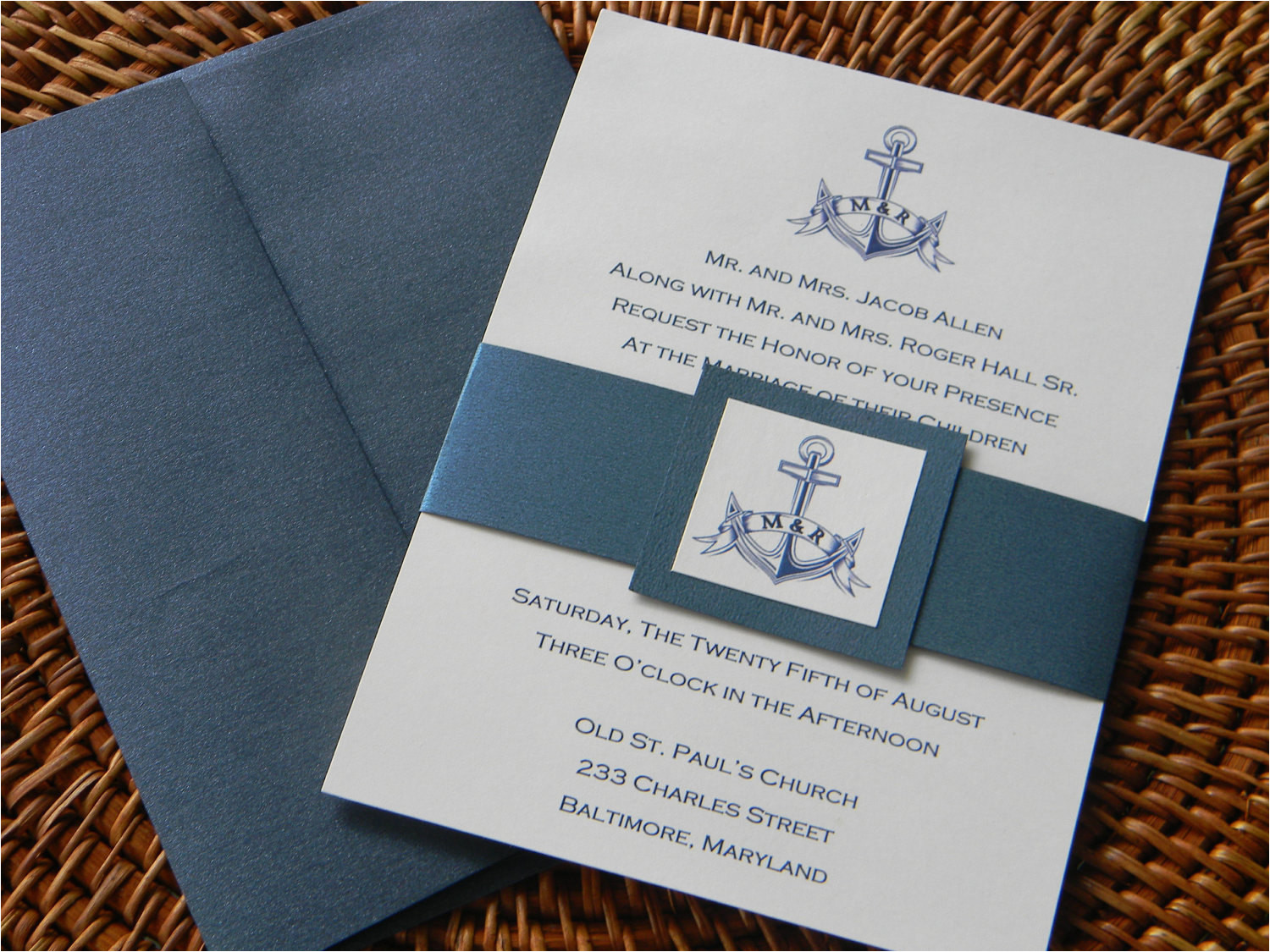 nautical wedding invitation suite with