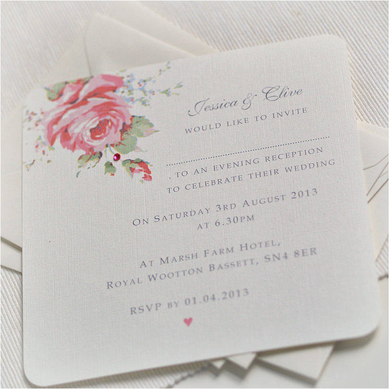 english rose design wedding invitations