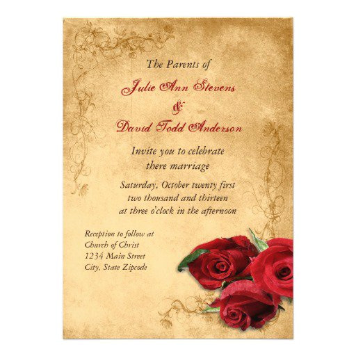 vintage rose wedding invitations