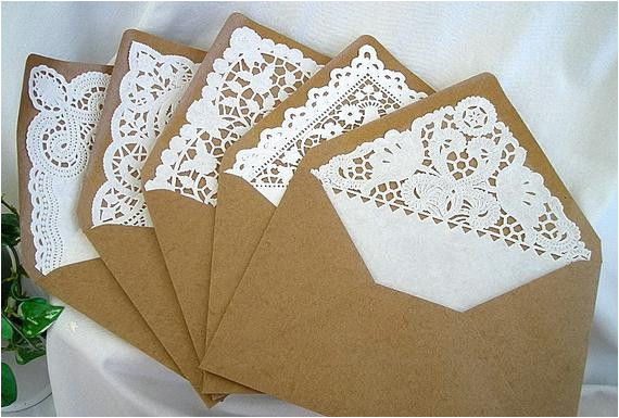 kraft doily lace lined envelopes vintage