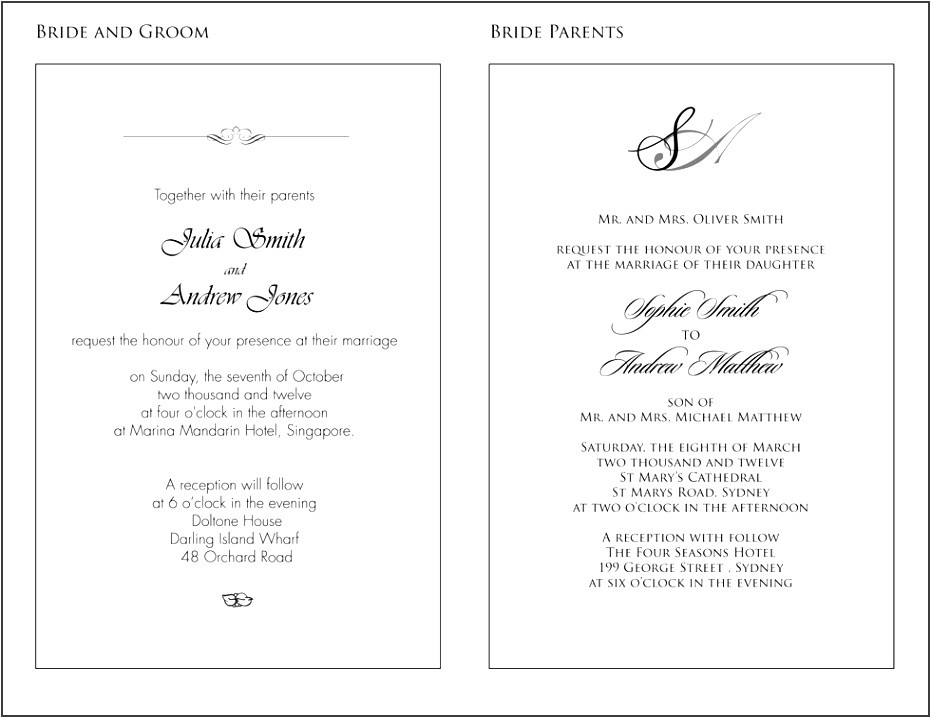 formal wedding invitation wording samples
