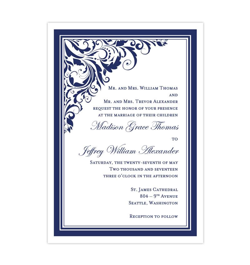 brooklyn wedding invitation navy blue