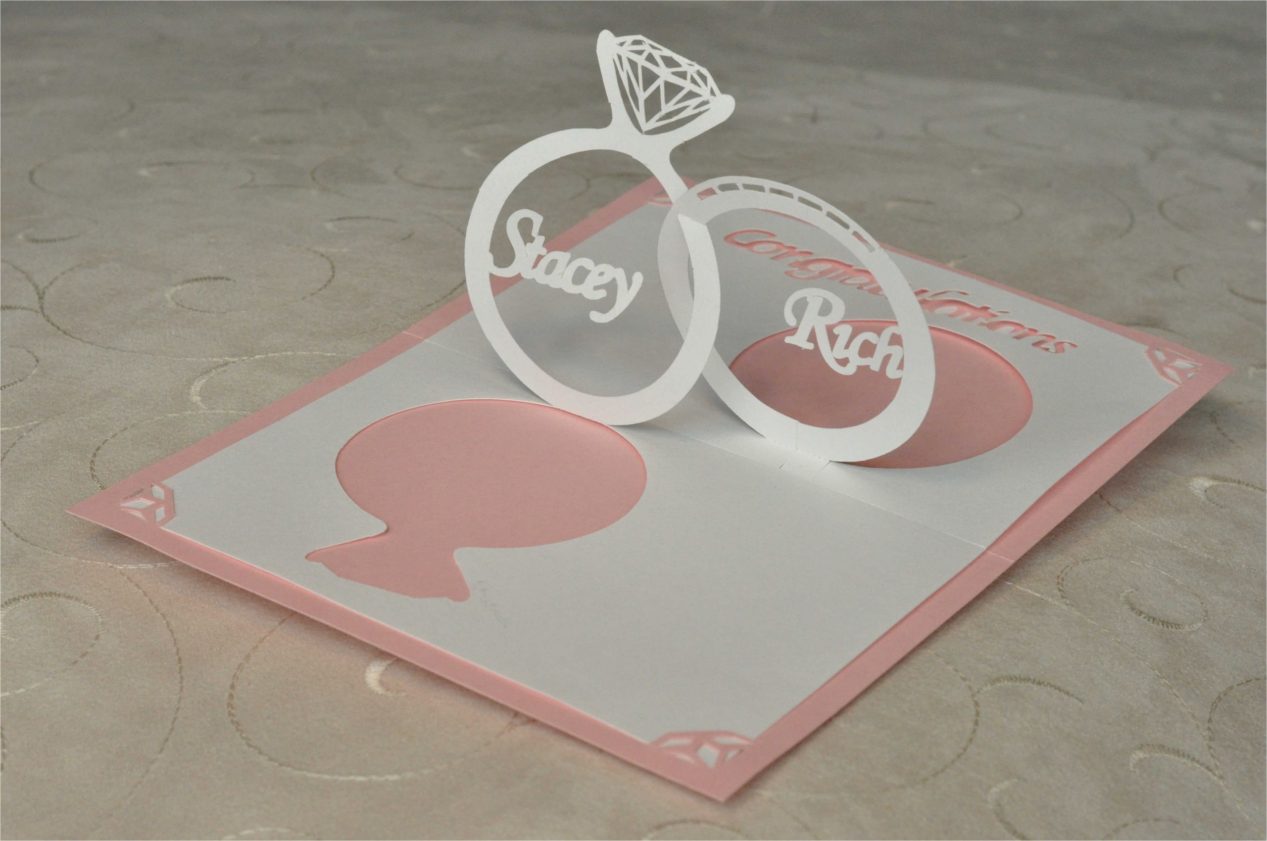 wedding inviationpop up card linked rings