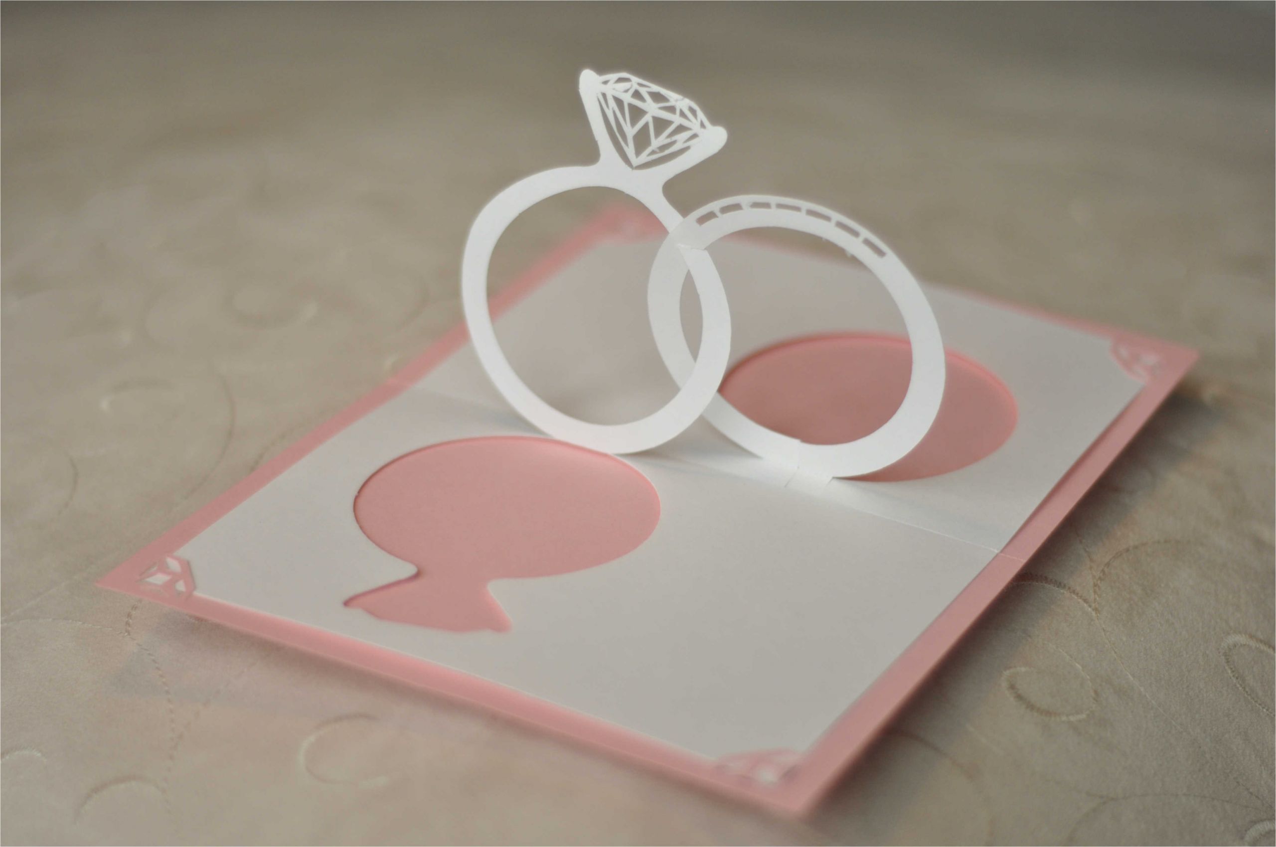 wedding inviationpop up card linked rings