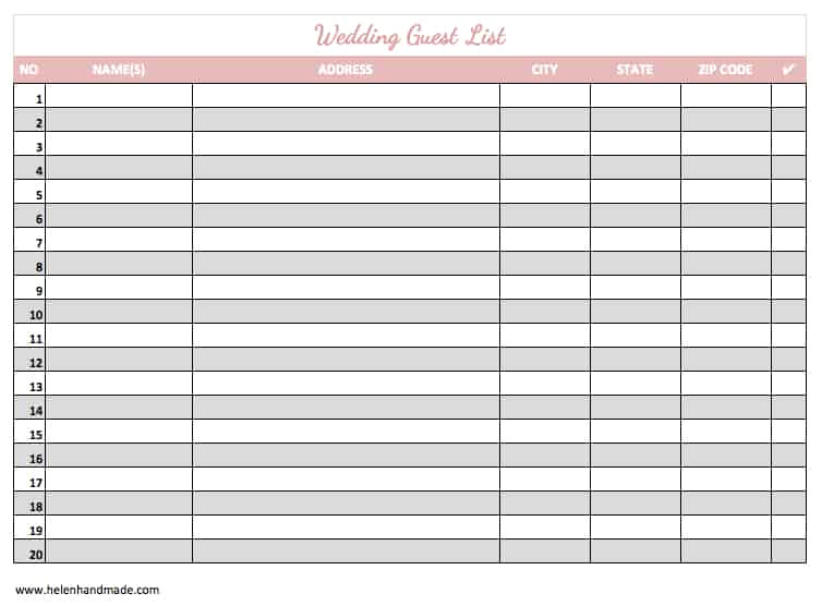 wedding guest list format free