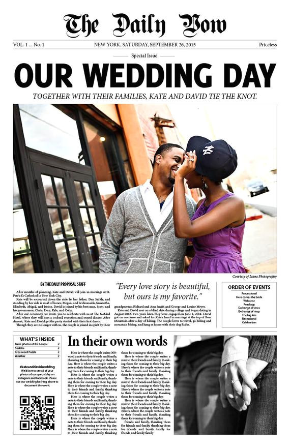 newspaper wedding program personalized