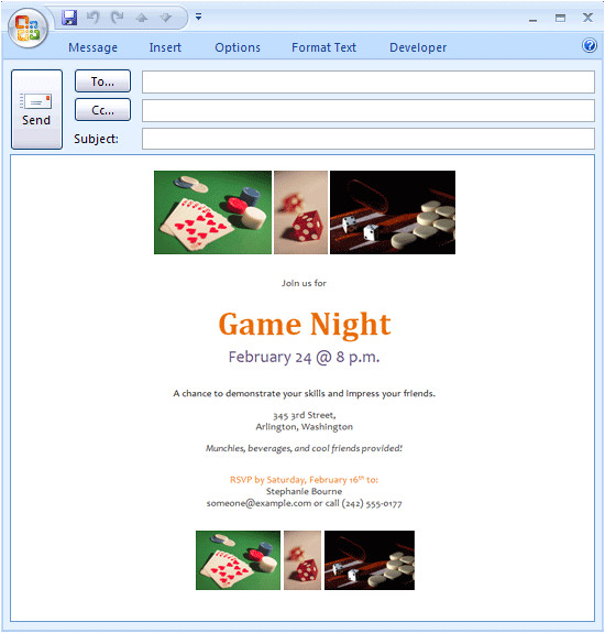 email message game night invitation 314