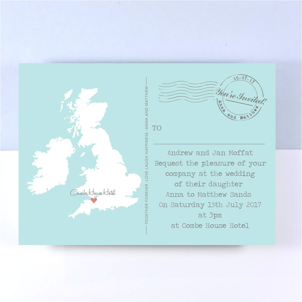 uk map wedding invitation