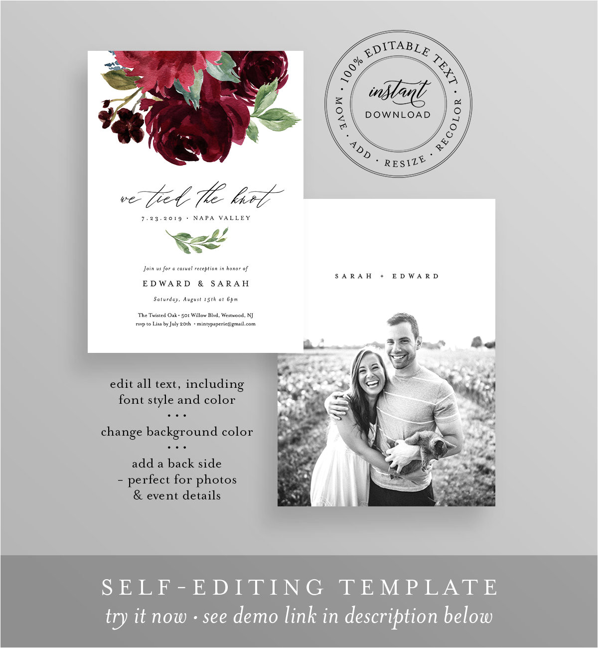 elopement wedding invitation template
