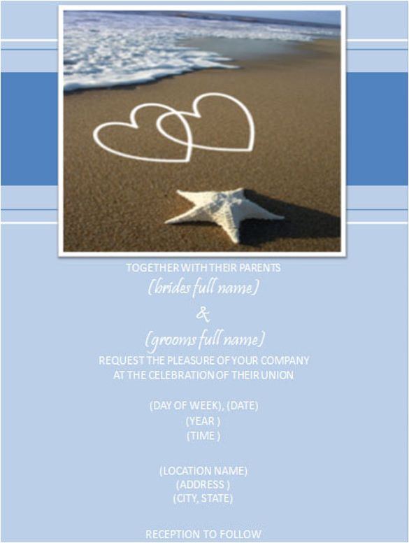 sample beach wedding invitation
