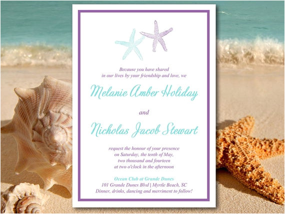 download starfish beach wedding invite