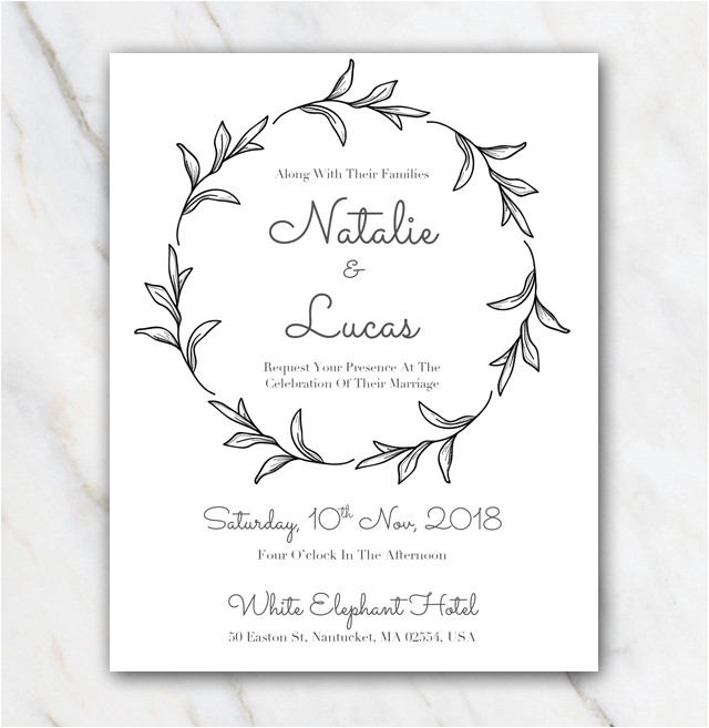 beautiful free black and white wedding invitation templates collection