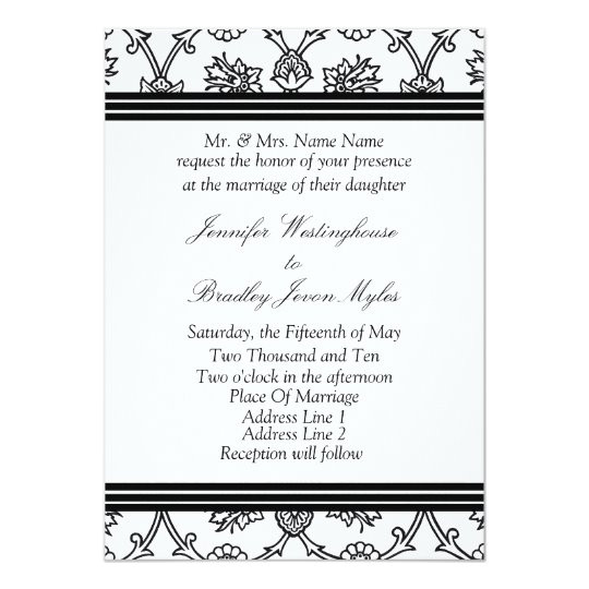template black and white wedding invitation 161254556413693297