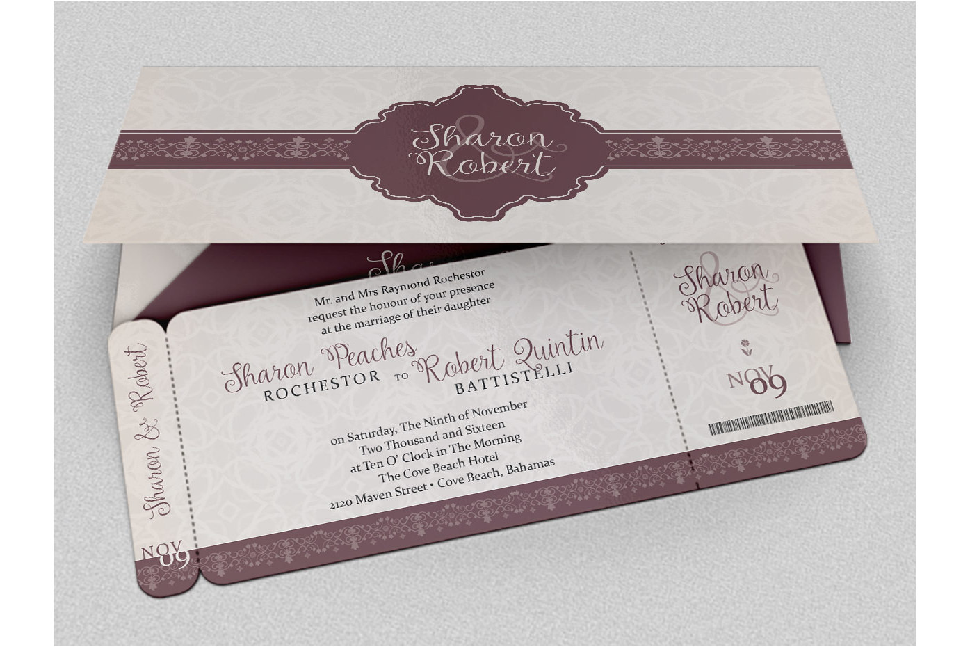 5387 wedding boarding pass invitation template