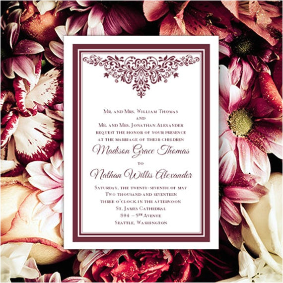 burgundy wedding invitations anna maria