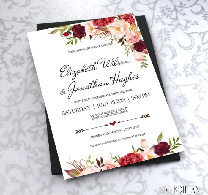 cool burgundy wedding invitation templates picture