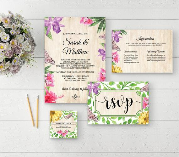 floral butterfly wedding invitation