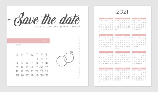 save the date retro wedding invitation calendar 2021 template design gm1149066830 310530471