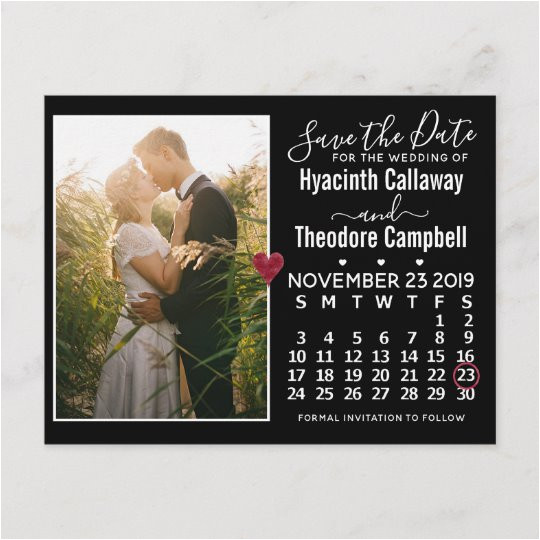 wedding save the date november 2019 calendar photo invitation postcard 256902730120663102