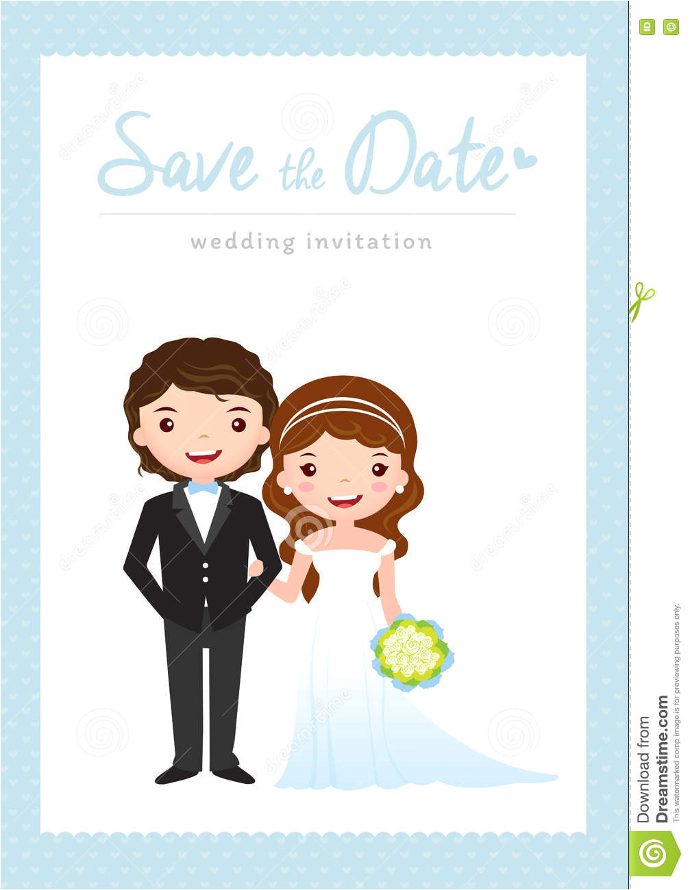 stock illustration cartoon wedding invitation card groom bride template design vector illustration image73464295
