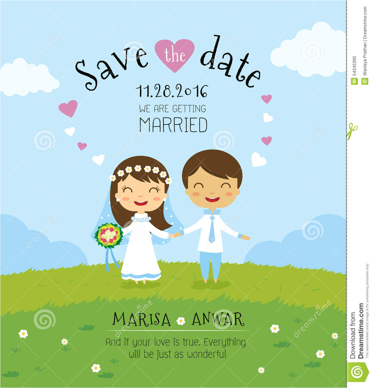 stock illustration cartoon wedding invitation card template design save date image54345390