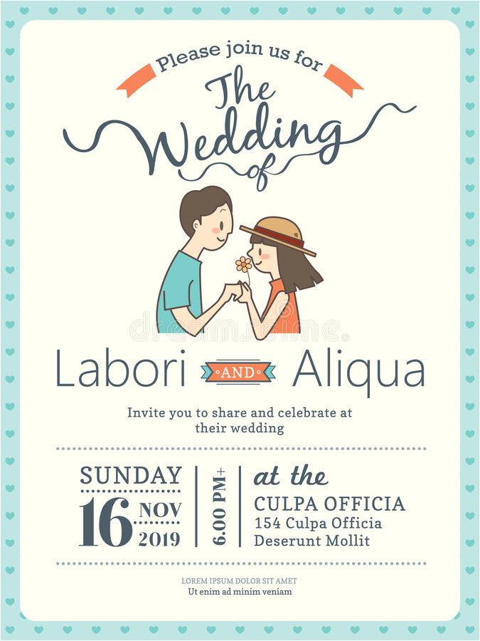 stock illustration wedding invitation card template cute groom bride cartoon image59540640