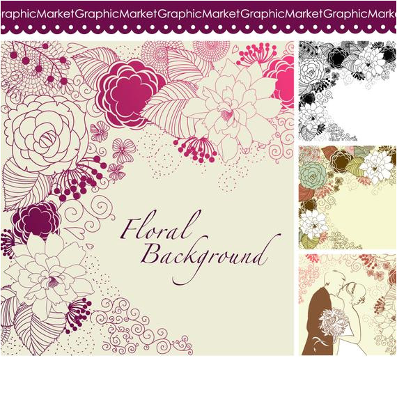 4 floral template designs clipart and
