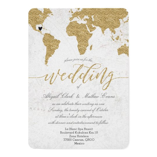 gold foil world map destination wedding invitation 256565736502226283