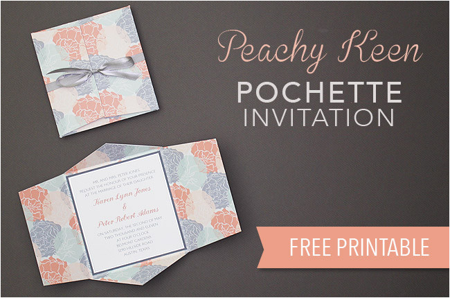 free wedding invitation printable peachy keen pouchette invitation