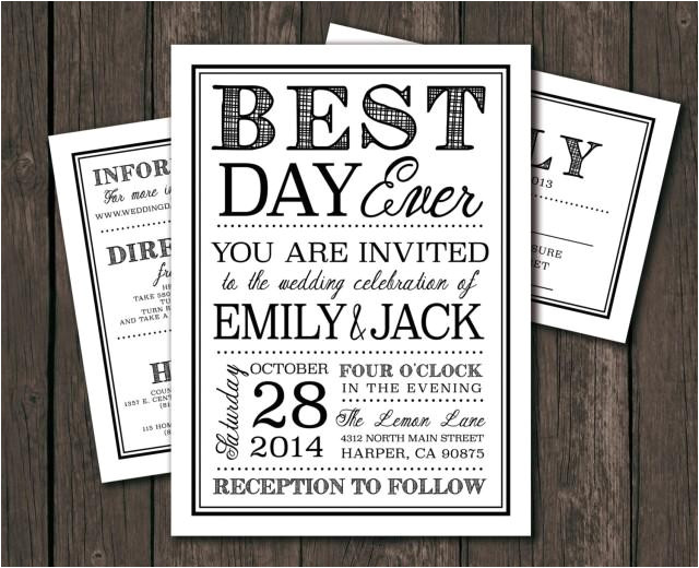 moder wedding invitation template printable diy wedding invitation best day ever typography 1065