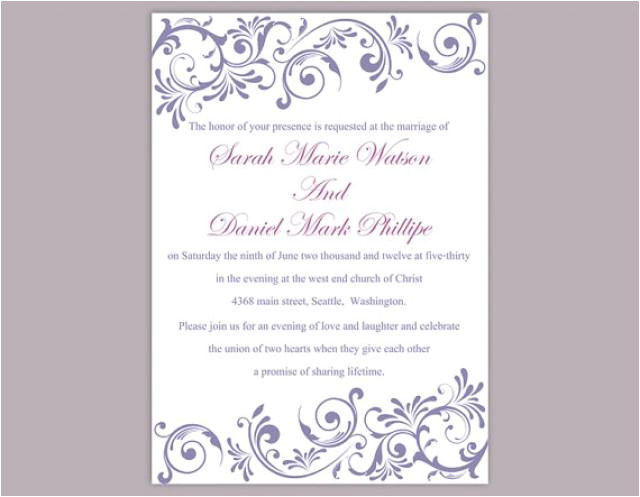 diy wedding invitation template editable text word file download purple wedding invitation purple invitations printable invitation