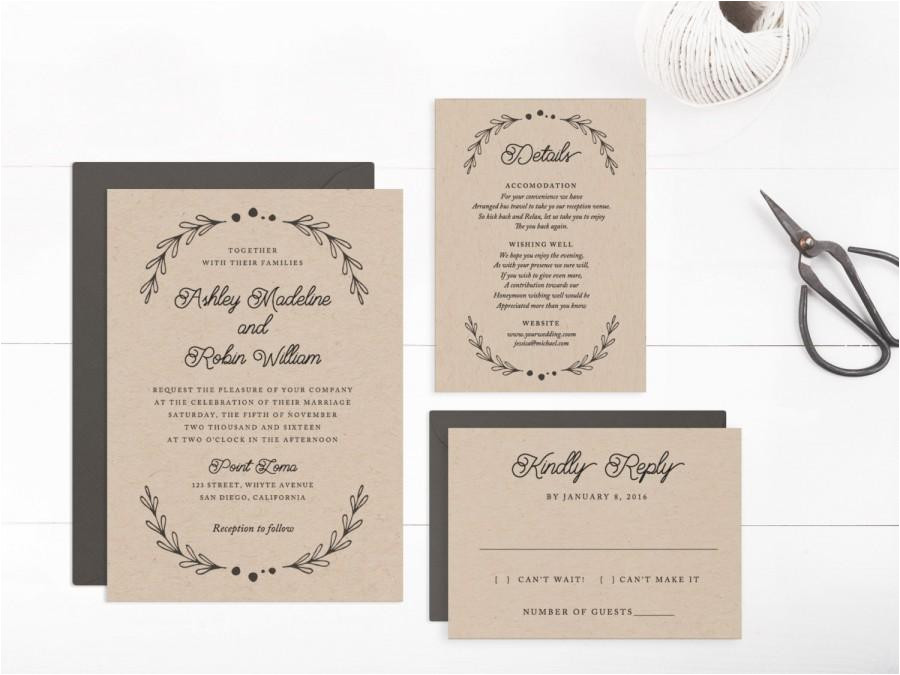 wedding invitation template printable editable text and artwork colour edit in word or pages the dainty suite