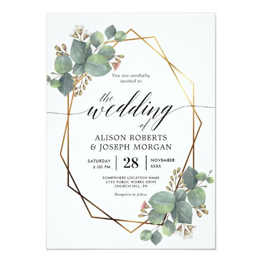 eucalyptus geometric frame wedding invitation 256634494060260911
