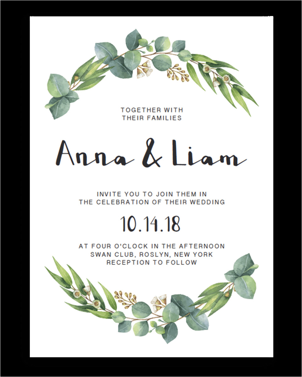 rich eucalyptus wedding invitation