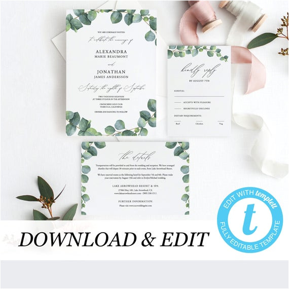greenery wedding invitation template share time 1527352931000