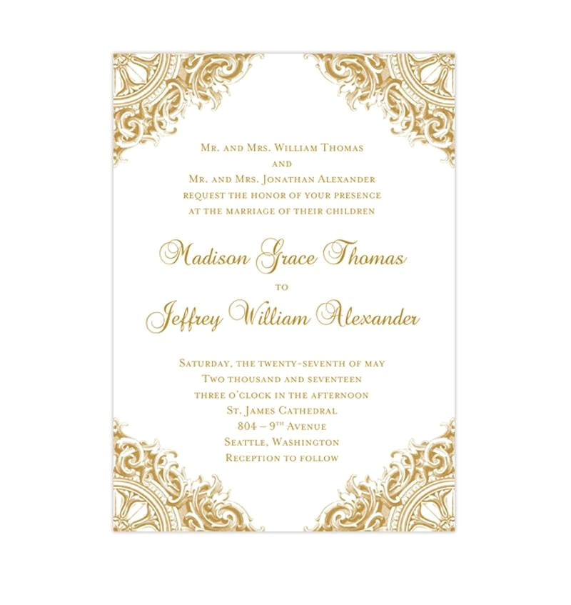 vintage wedding invitation gold 1