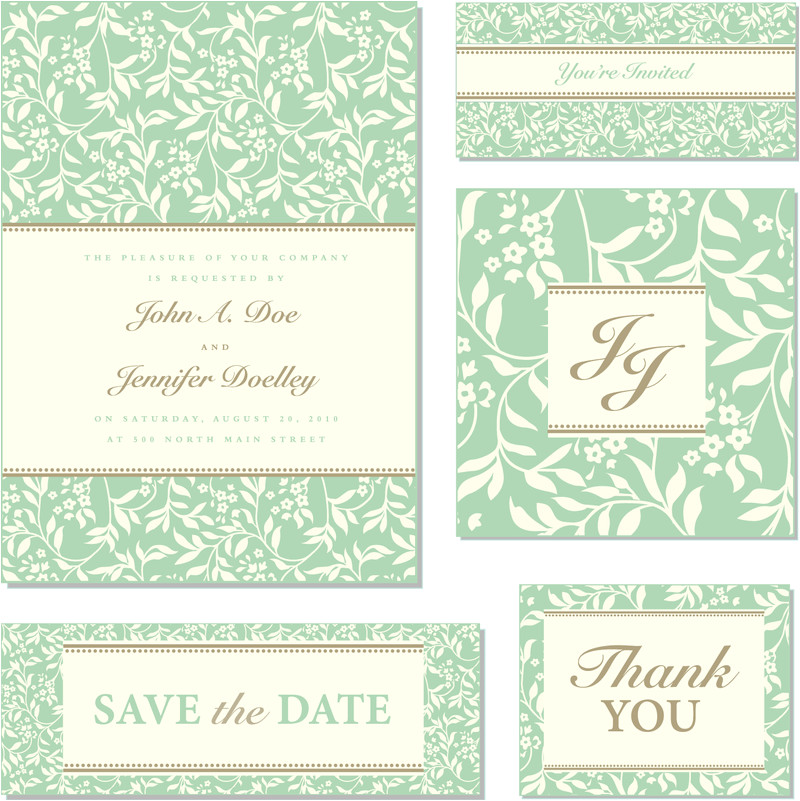 delicate green wedding invite template