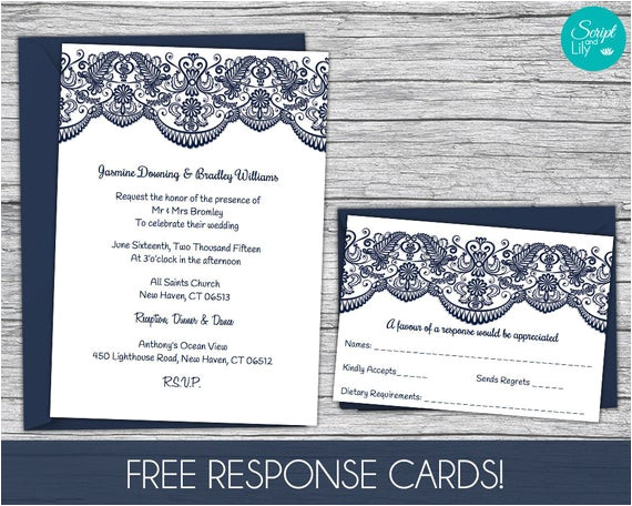 lace wedding invitation template free