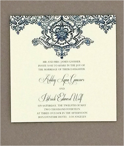 pearls lace square wedding invitation copy