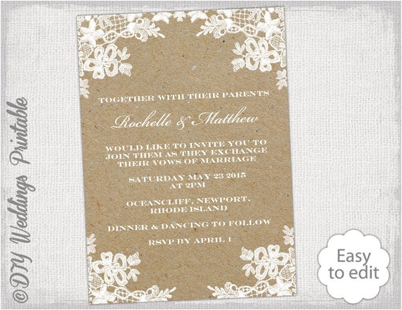 rustic wedding invitation template diy