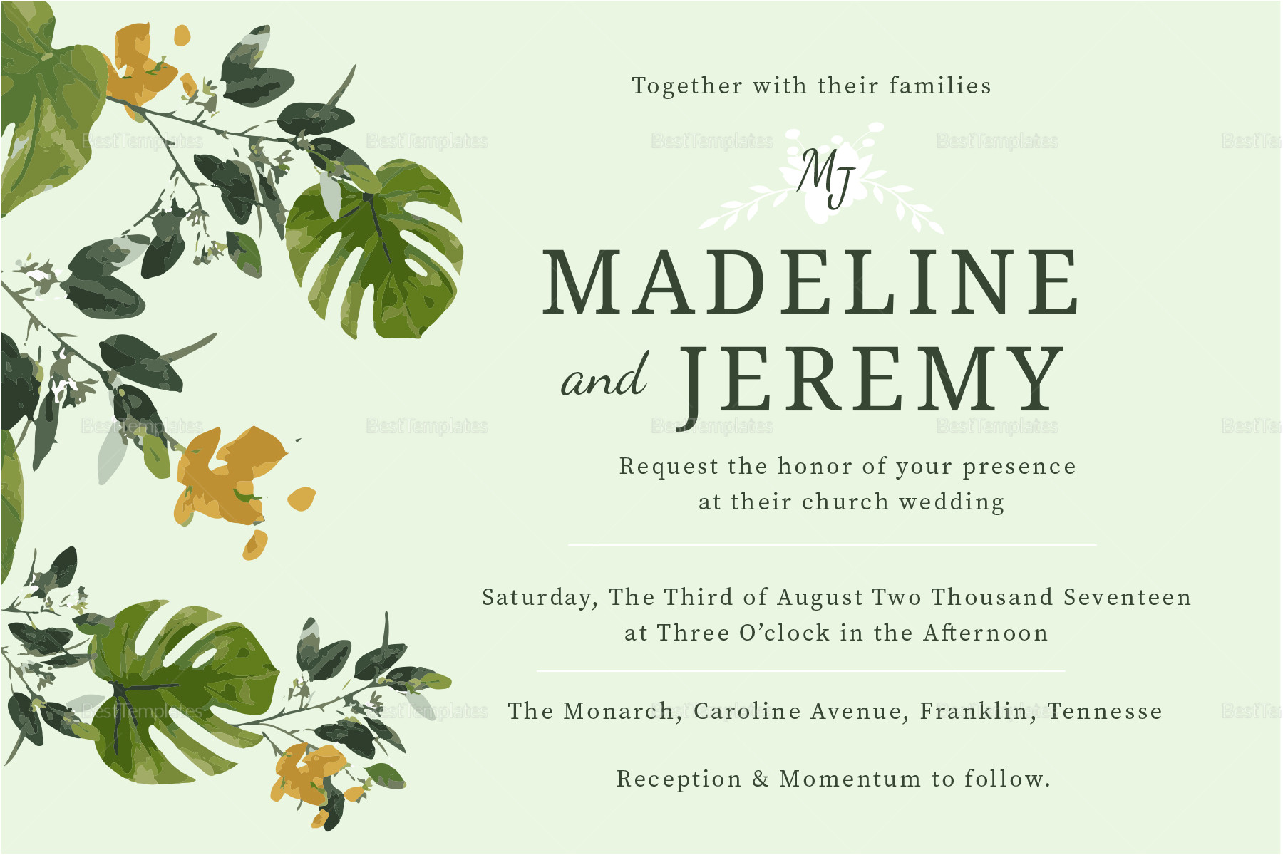 church wedding invitation